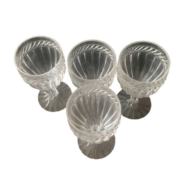 Vintage MIKASA Italian Countryside Crystal Goblet Glasses Water 7 1/8” Lot of 4 - Picture 4 of 16